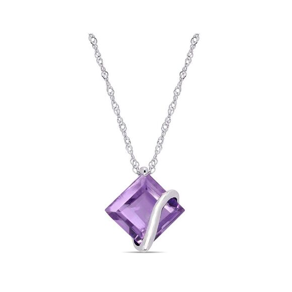 2.25 Carat (ctw) Amethyst Pendant Necklace in 10K White Gold with Chain